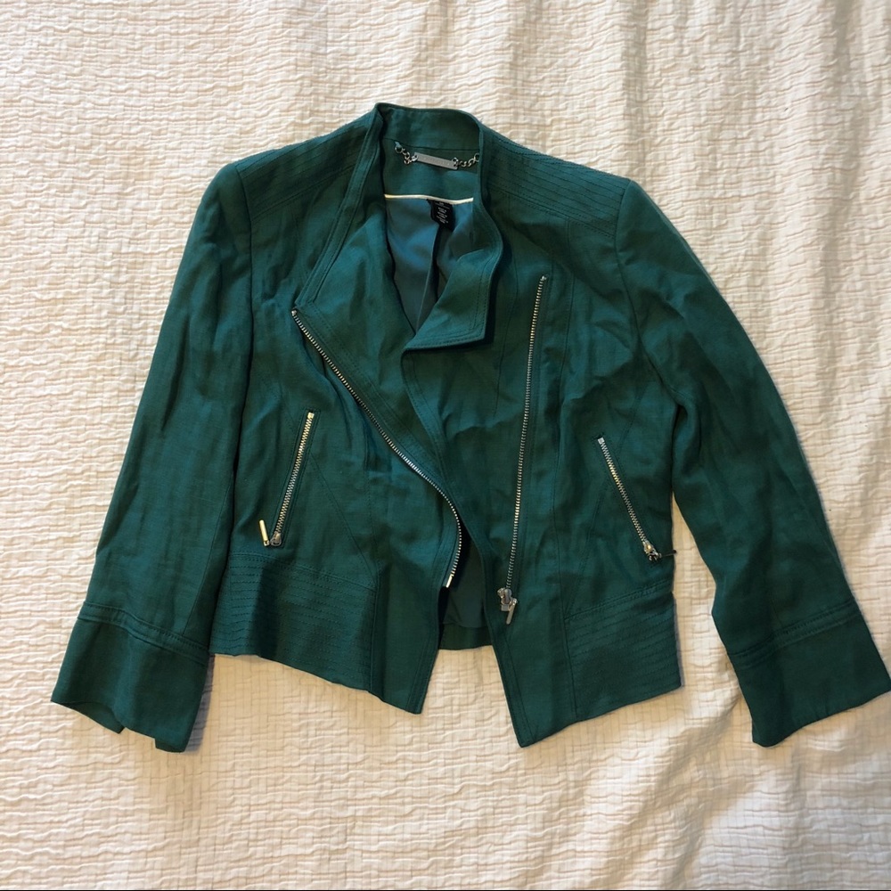 Green Zip Moto Jacket